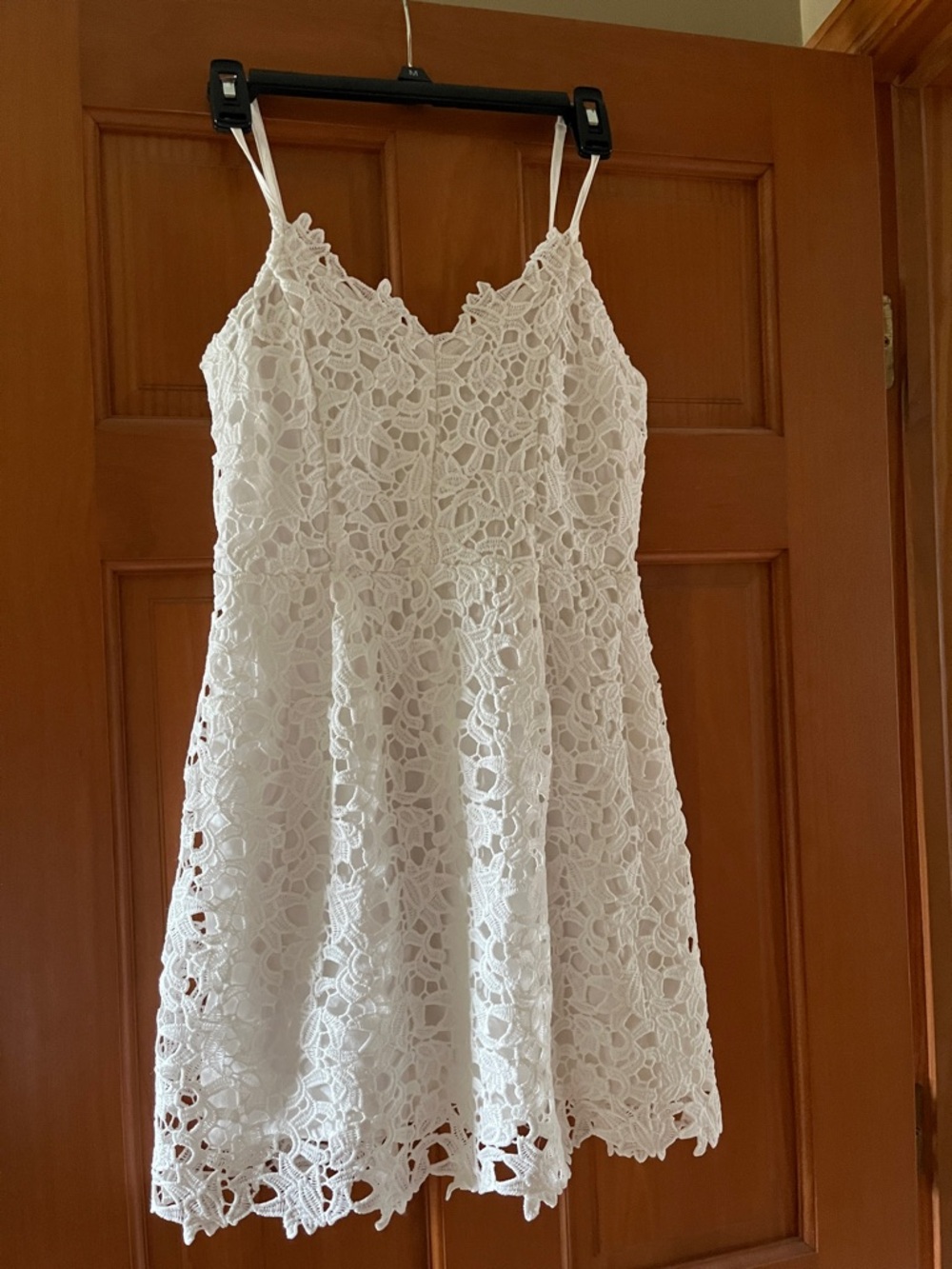 Blue Rain White Crochet Lace Spaghetti Strap Dress